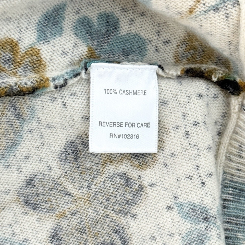 GARNET HILL Cashmere Floral V Neck Sweater XL Pullover Dolman Knit Boho Cottage - Picture 7 of 10